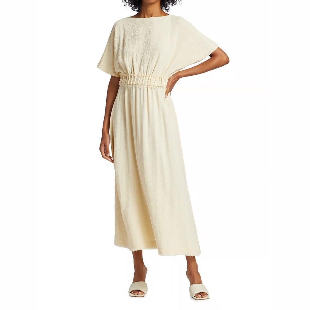 Toteme Raw -Edge Trim Crepe Crop Top - Yellow/Champagne